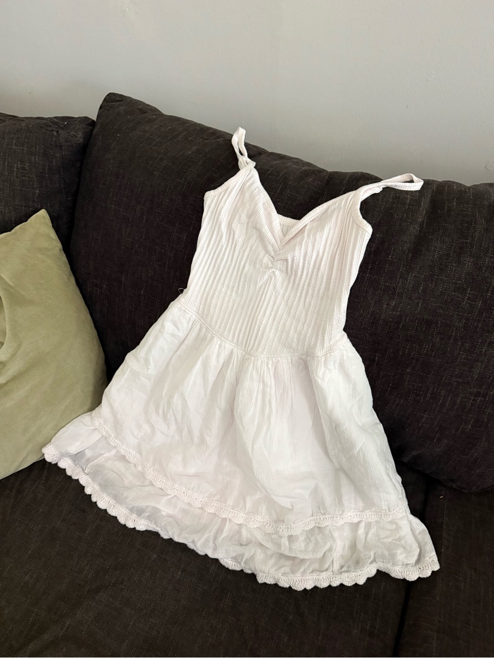 aerie White Ribbed Bodice Tiered Sundress